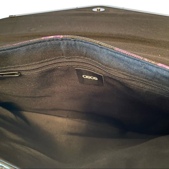 ASOS purple polka dot/floral envelope clutch purse retro style - Picture 9 of 9